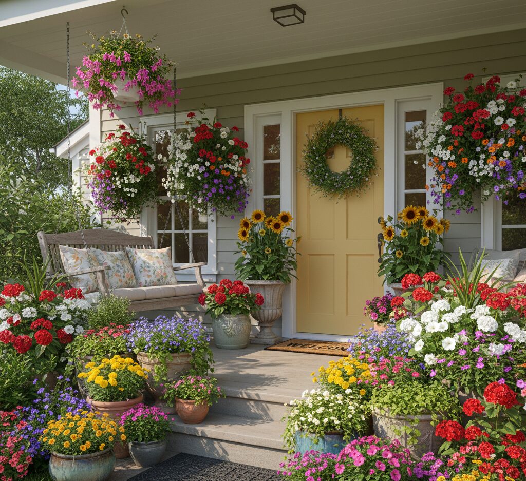 Front Porch Flower Ideas with Vibrant Colors