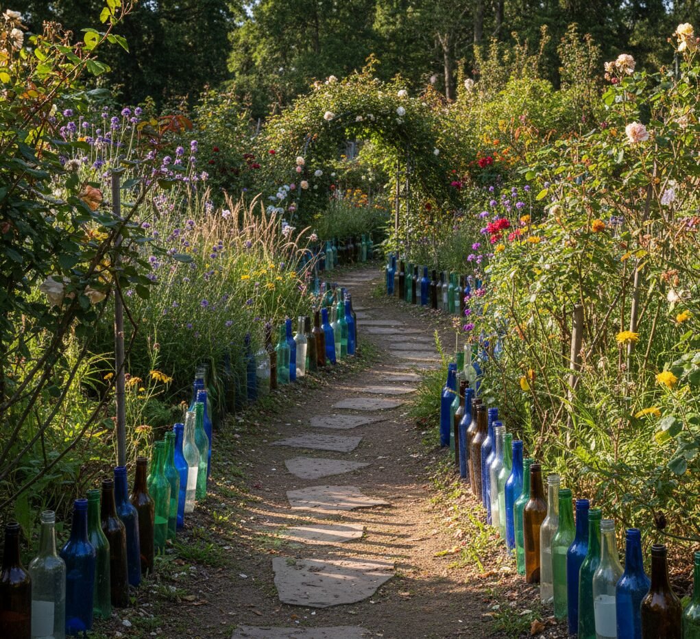 Use Glass Bottles In Your Garden 