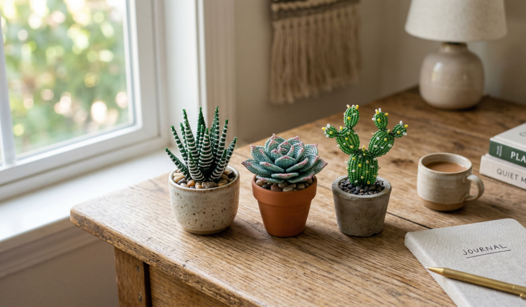 Beaded Succulents DIY Ideas