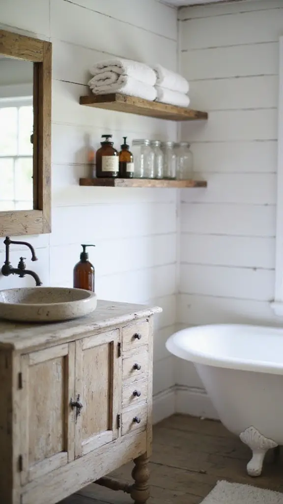 rustic wood bathroom accents