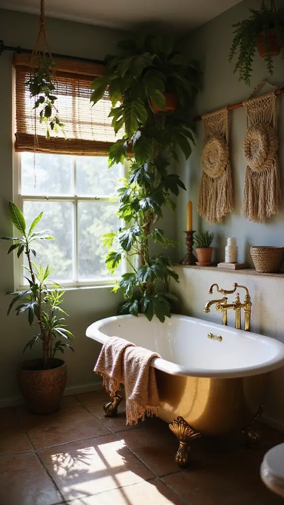 jungle inspired boho bathroom oasis