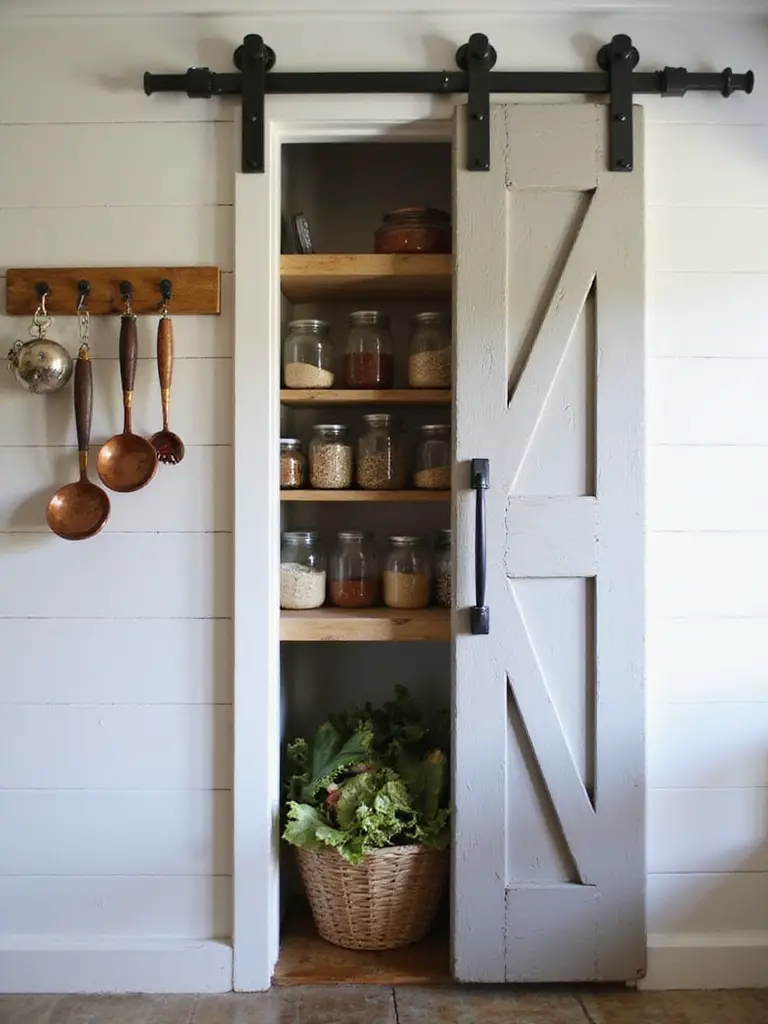 rustic sliding barn pantry