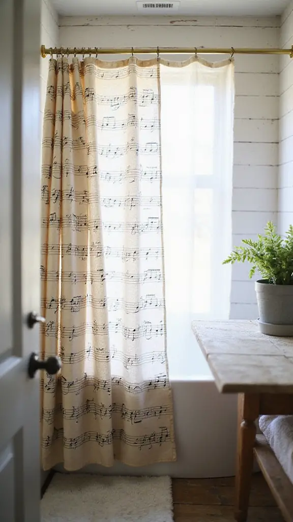 vintage sheet music curtain