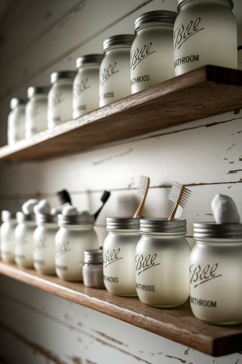 vintage jar bathroom organizers