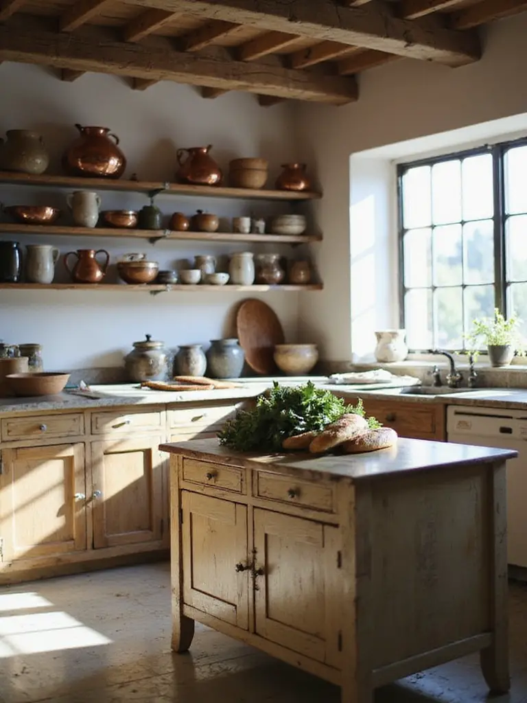 open shelving farmhouse decor