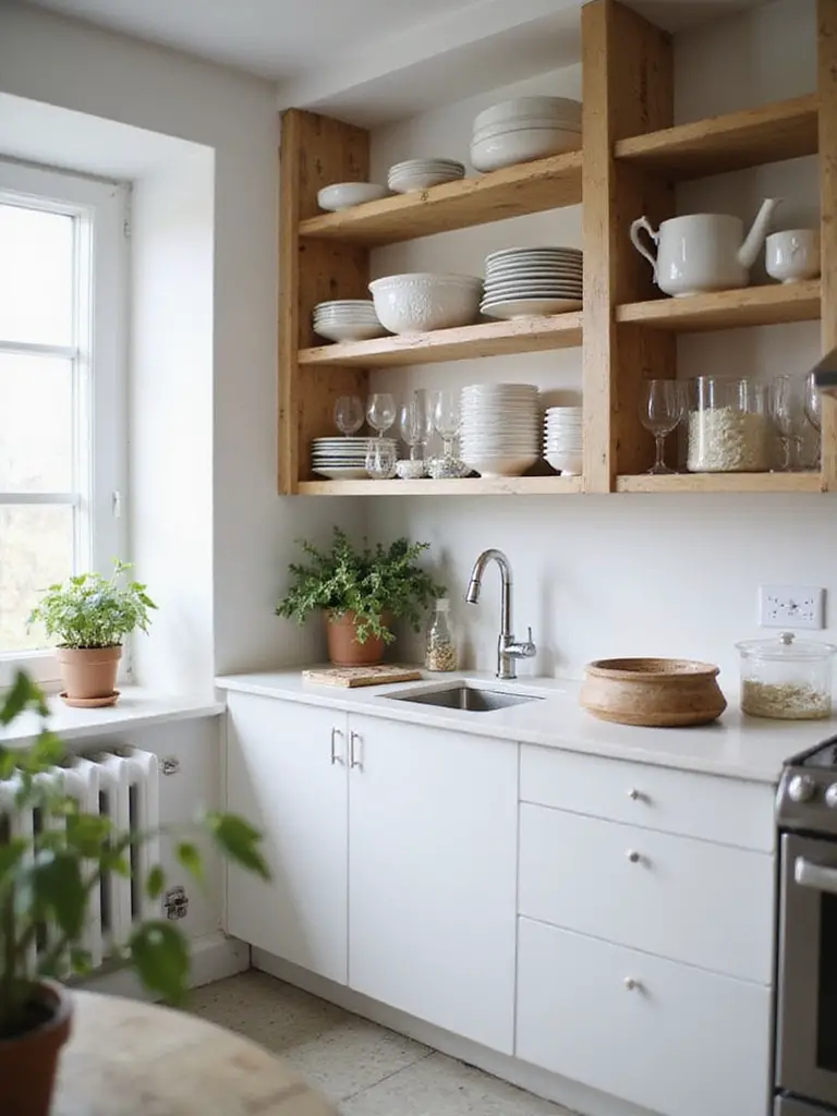 open shelving enhances aesthetics