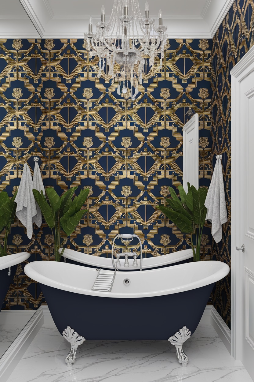 bold wallpaper transforms bathrooms