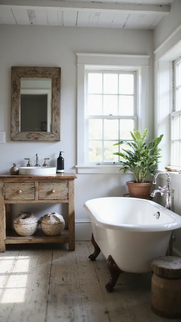 distressed wood bathroom accents