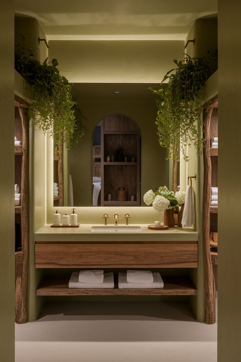 olive green wood accents