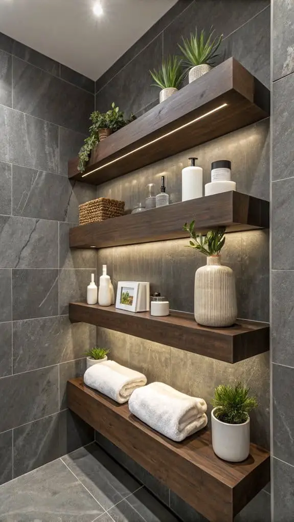 floating shelves enhance bathrooms