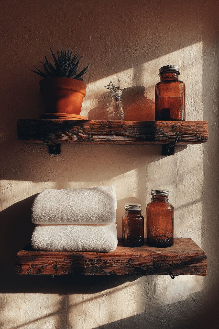 Install Weathered Wood Shelves for Extra Storage