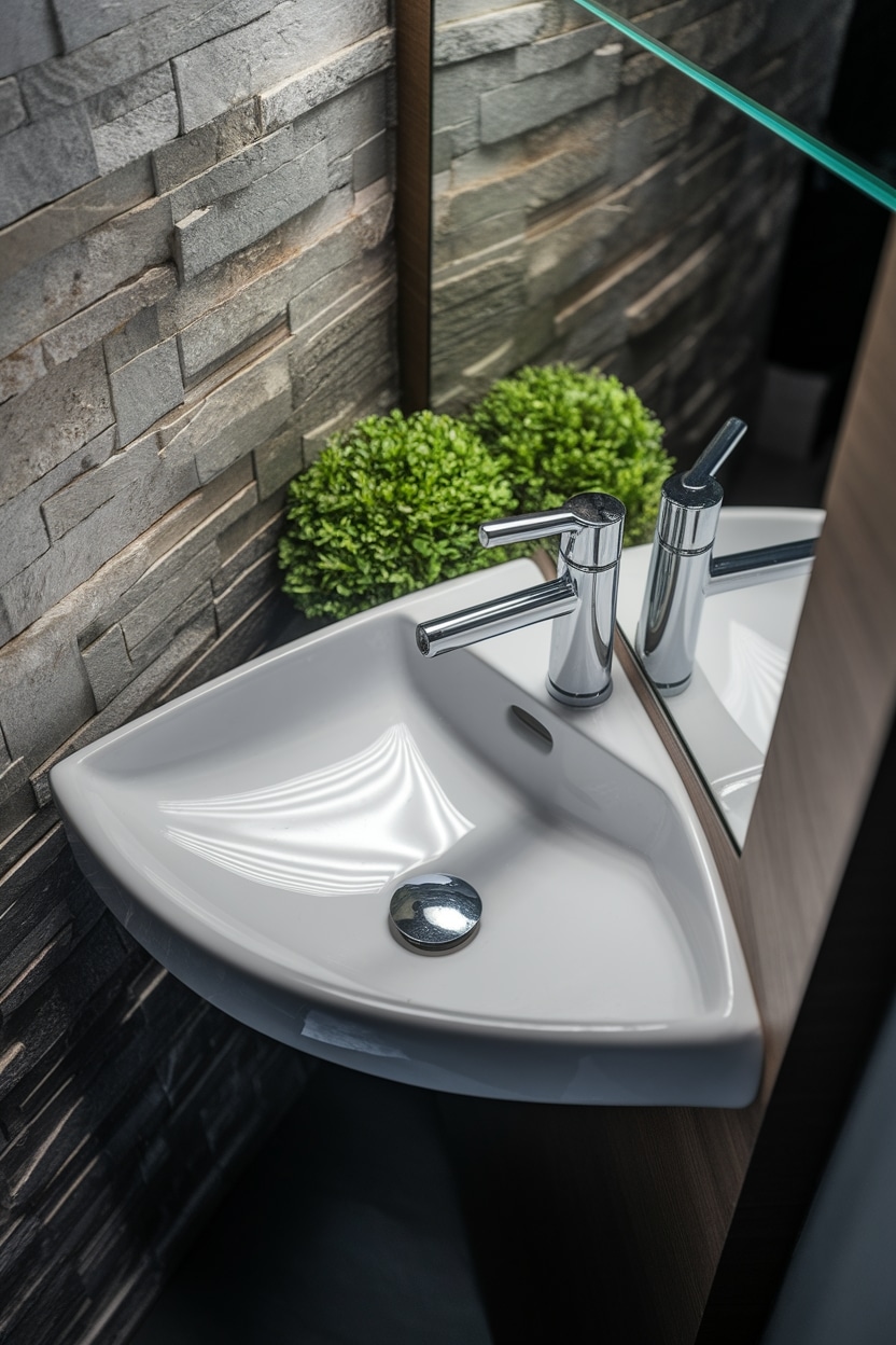 optimize bathroom with corner sink