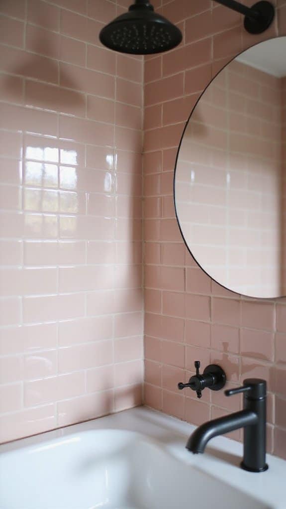 modern pink tiles contrast