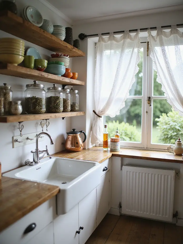 charming open shelving display