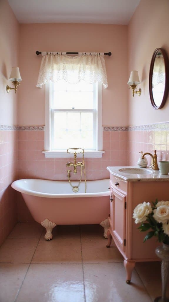 vintage pink bathroom elegance