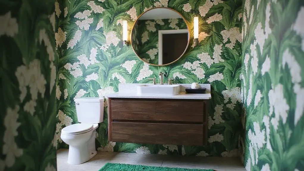 transform bathroom with wallpaper