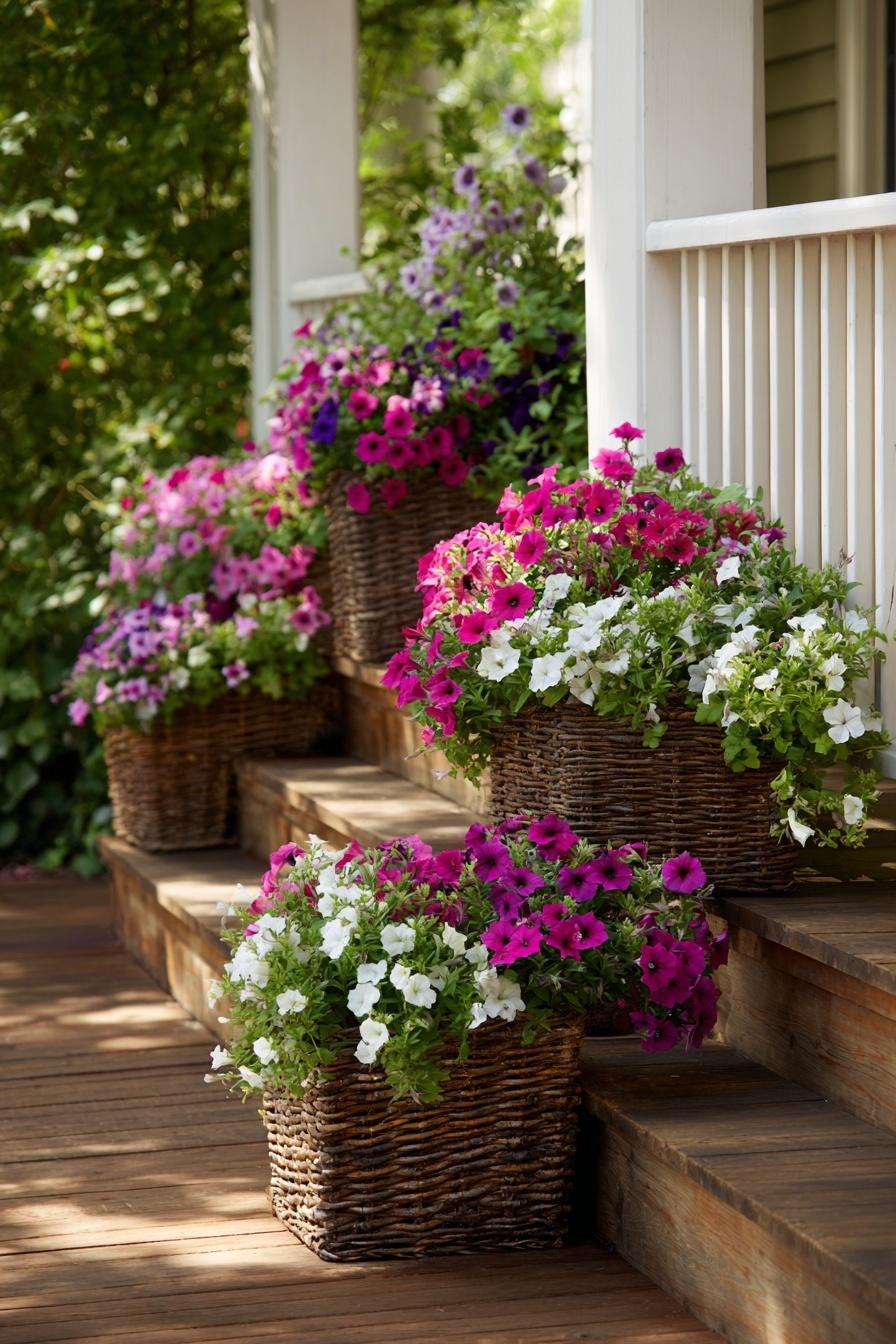 Fill Baskets with Cascading Petunias