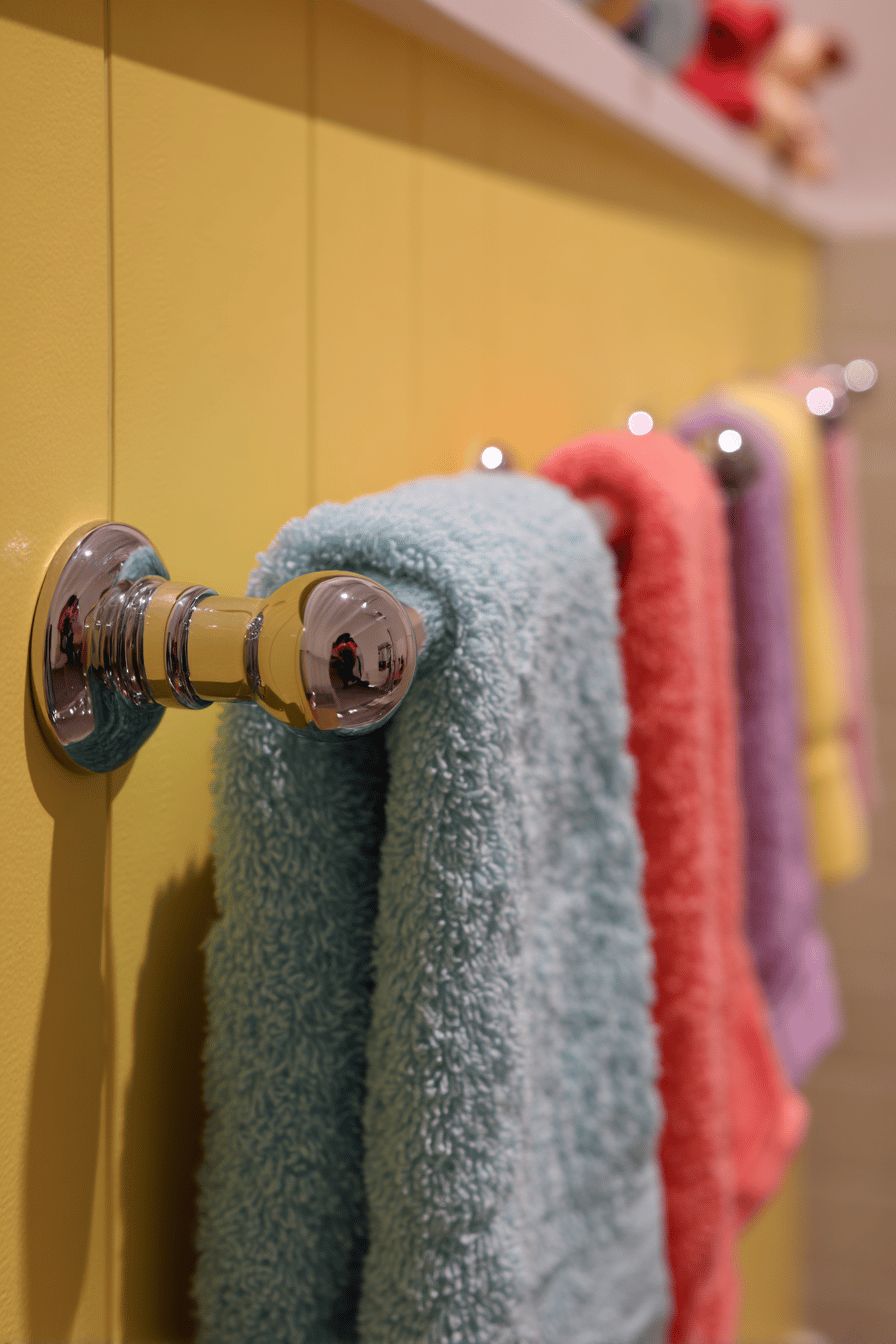 Aqua-Accented Towel Racks