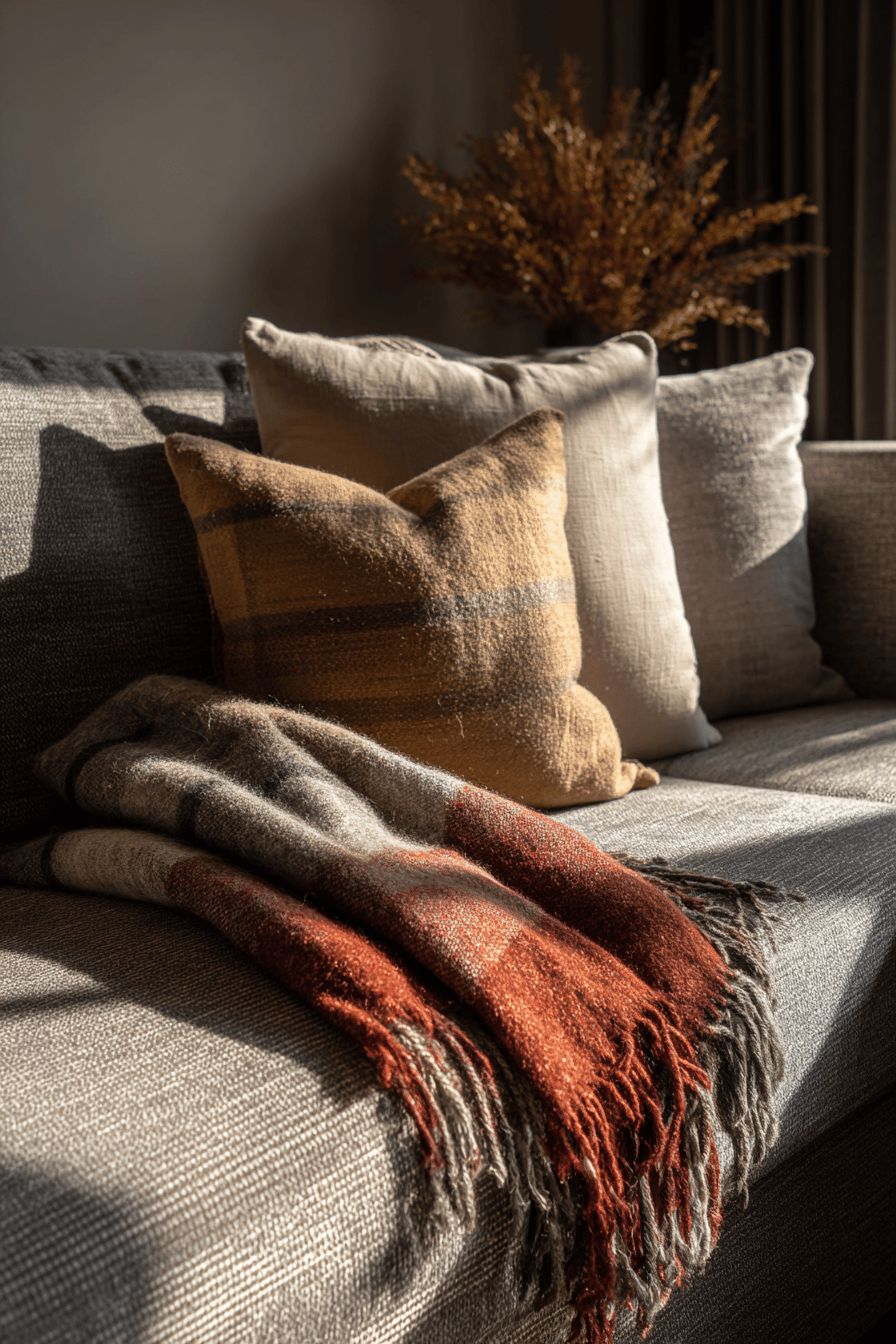 Place a Plaid Throw Blanket Over Your Couch