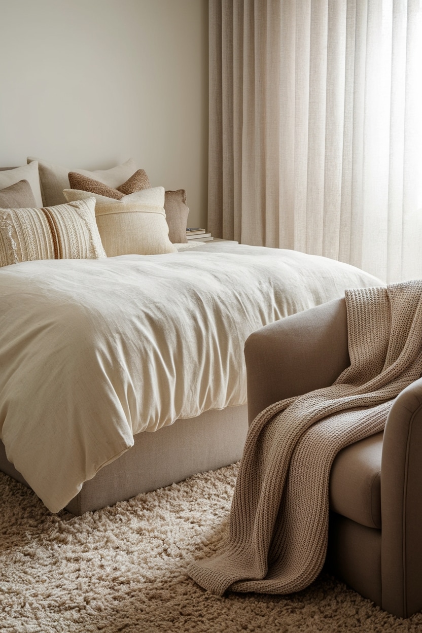 cozy textured fabric layers