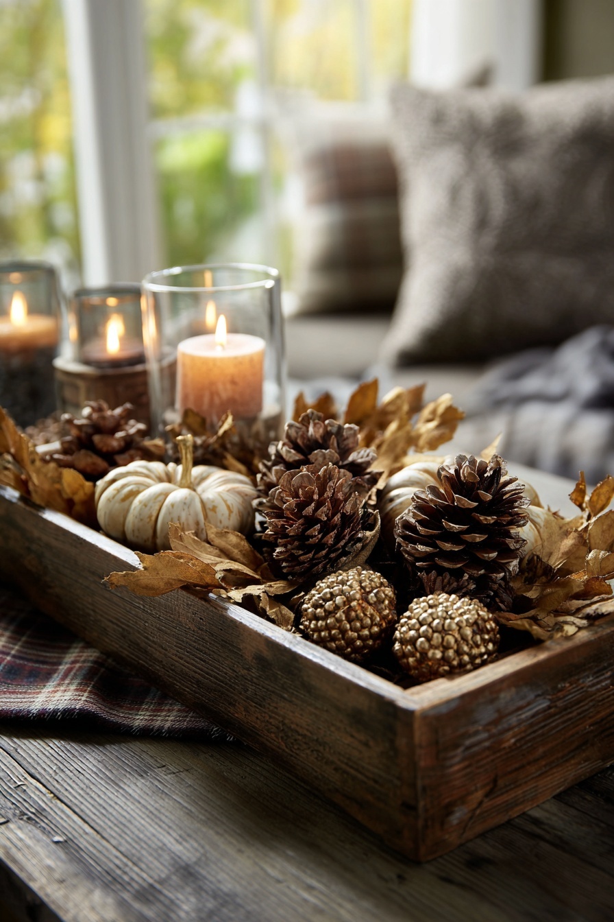 Incorporate Dried Leaves and Pinecones