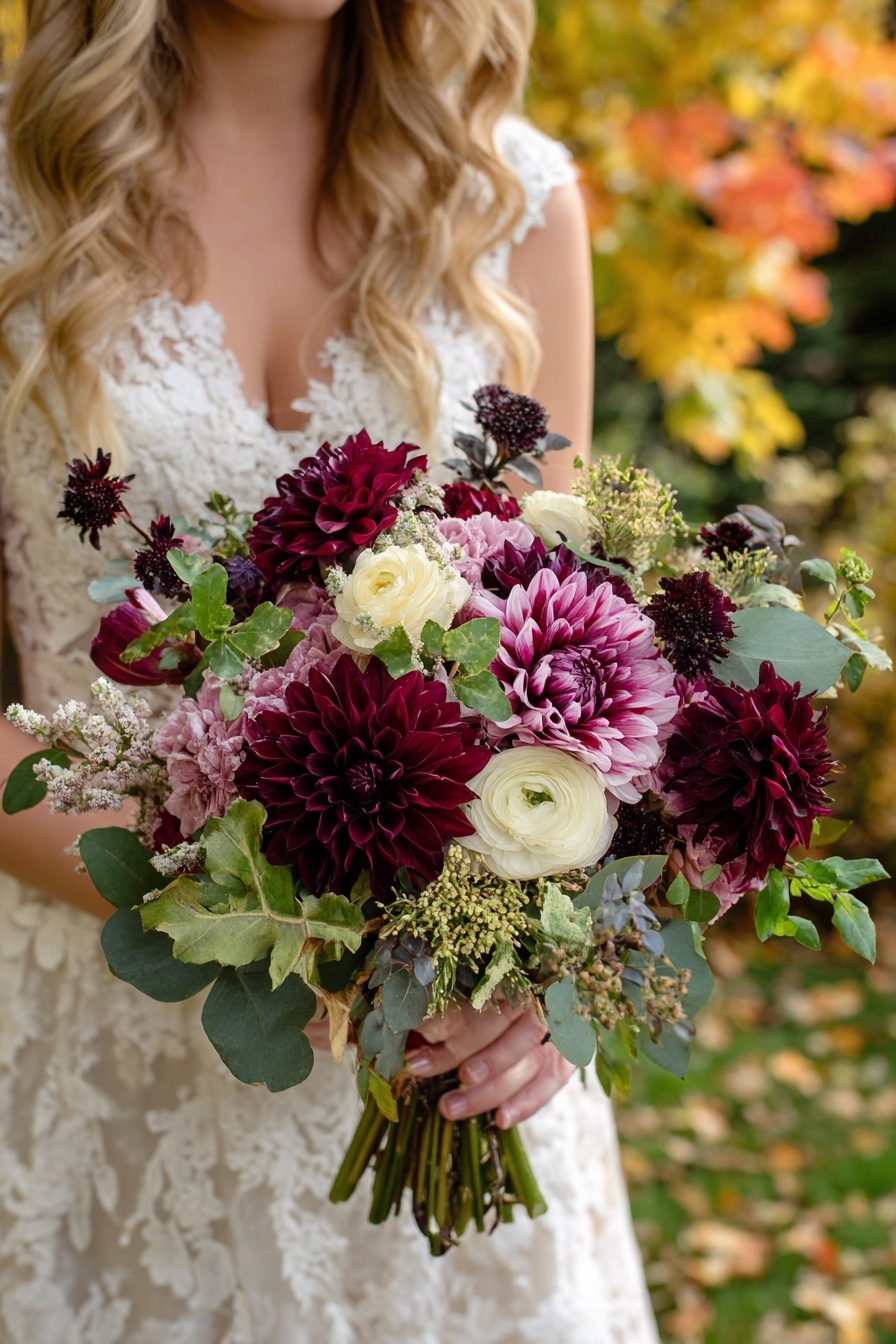 Embrace Deep Reds with Burgundy Dahlias