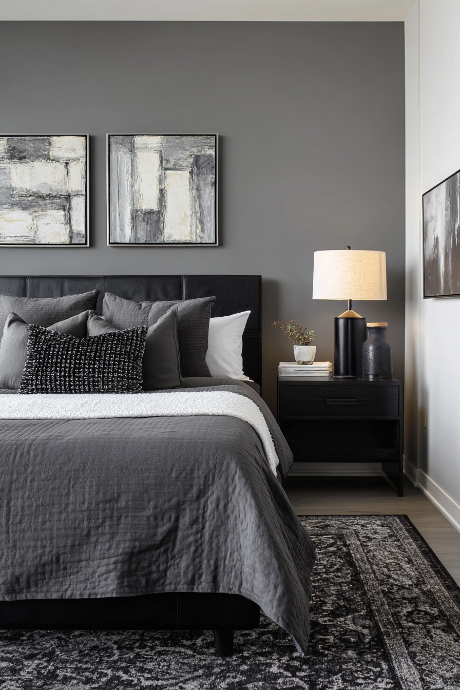 Statement Gray Wall with Black Accents