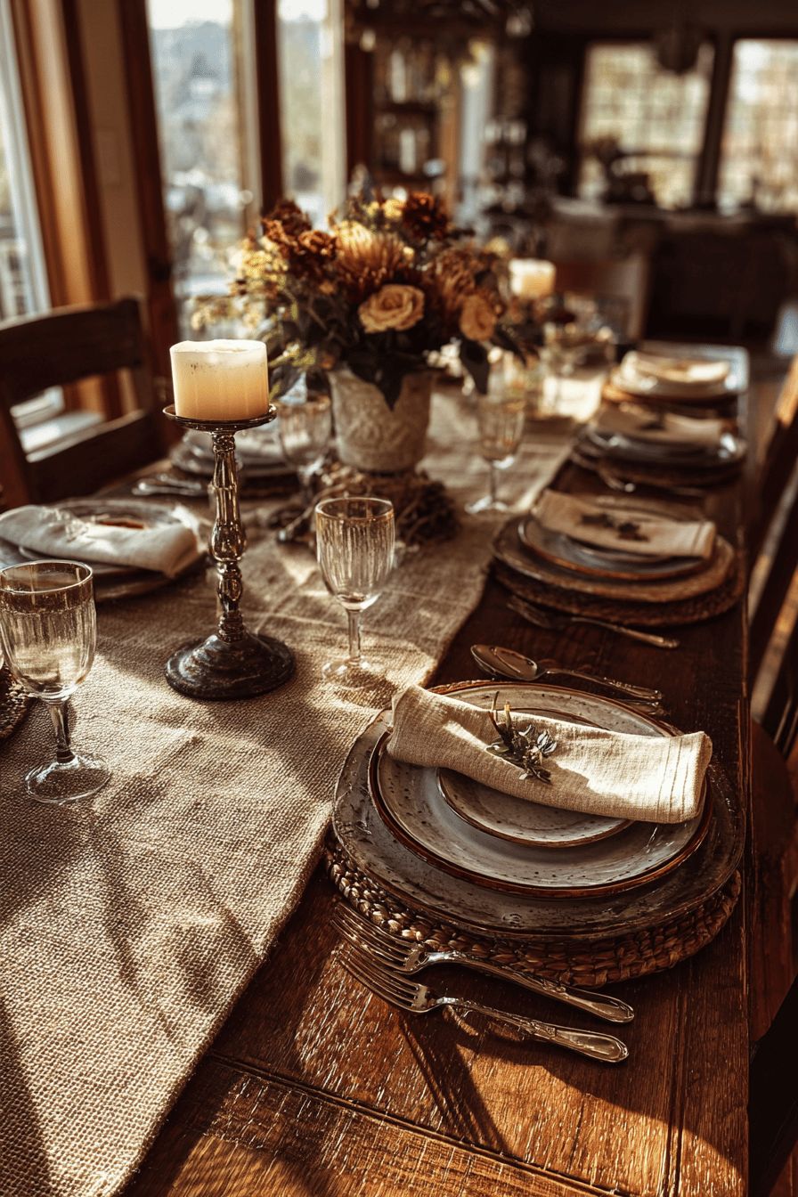 Use Burlap Table Runners for a Rustic Dining Touch