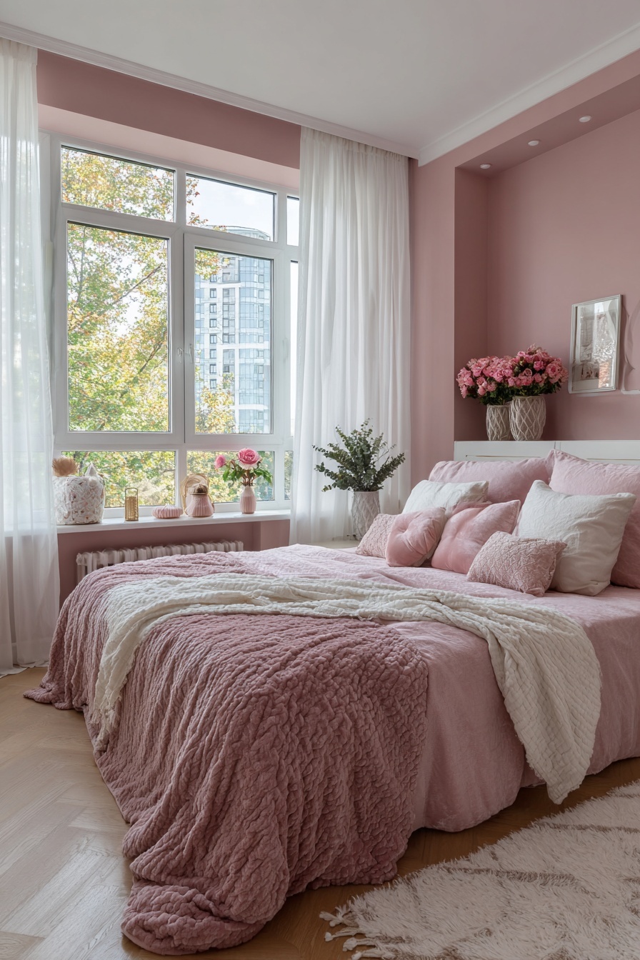 Accent Walls with Dusty Pink Paint