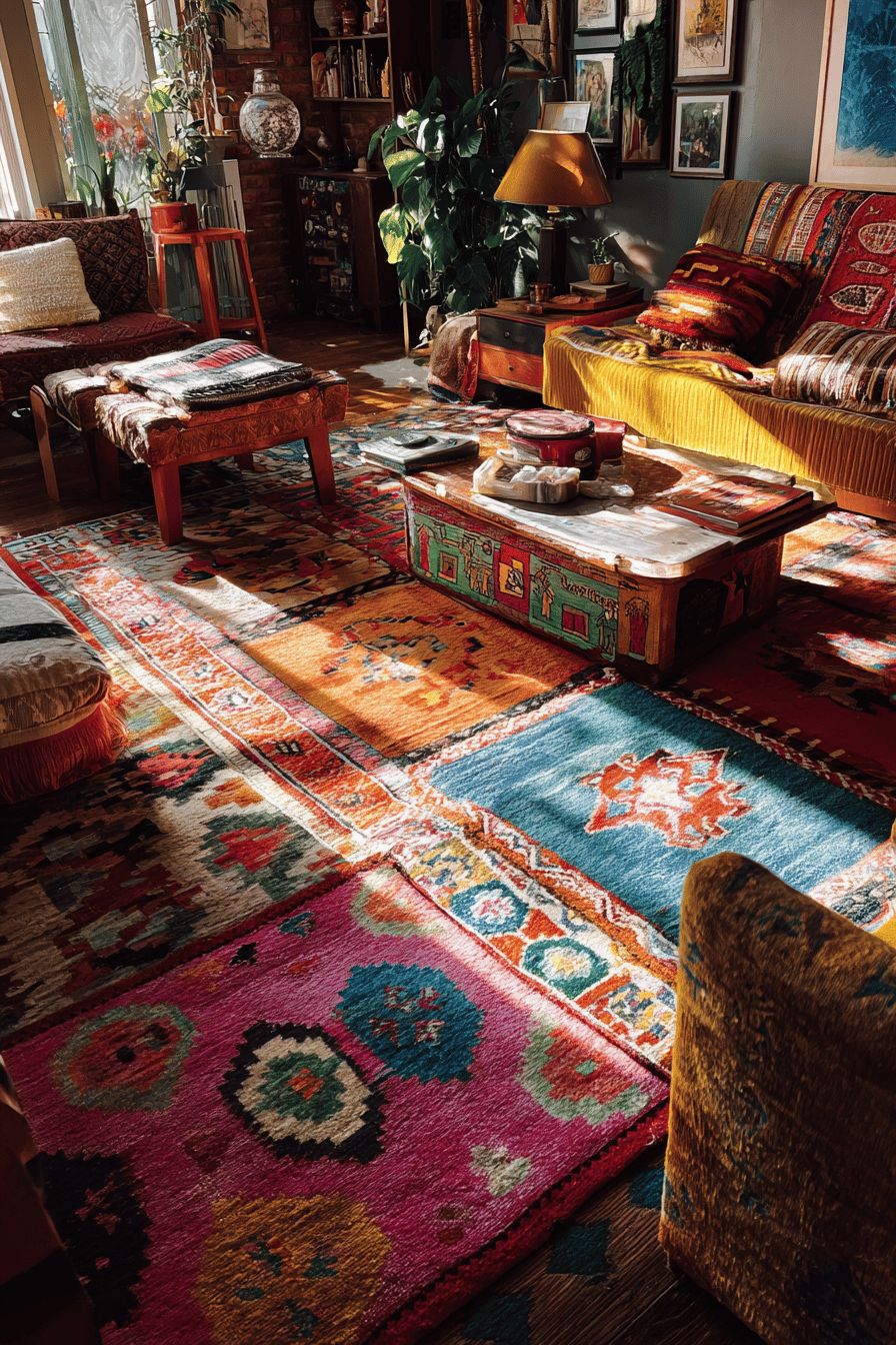 Place Vintage Rugs Layered on the Floor