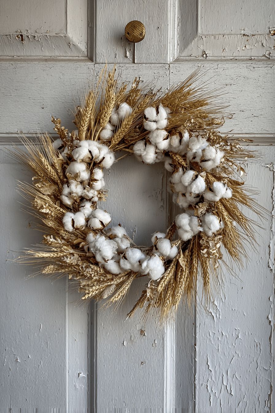 Assemble a Wheat and Cotton Stalk Wreath for a Farmhouse Feel