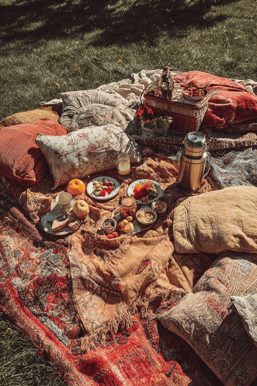 Create a Cozy Backyard Picnic Setup with Vintage Blankets