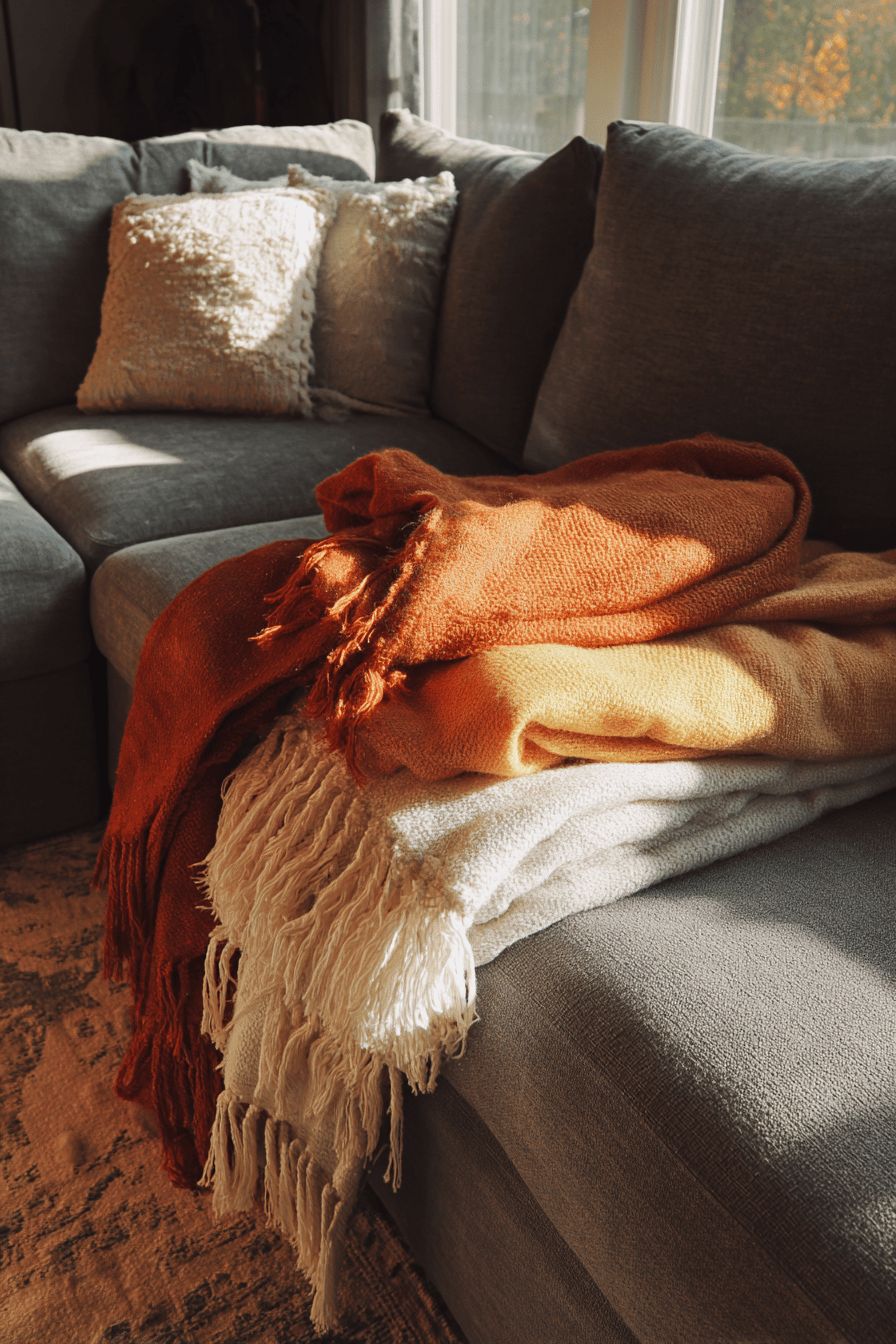 Layer Cozy Throw Blankets on Your Sofa