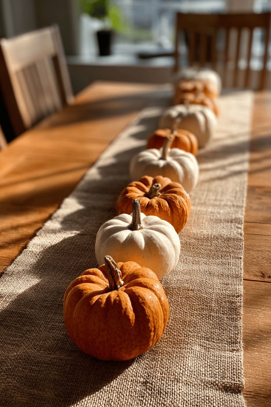 Arrange Mini Pumpkins on the Dining Table