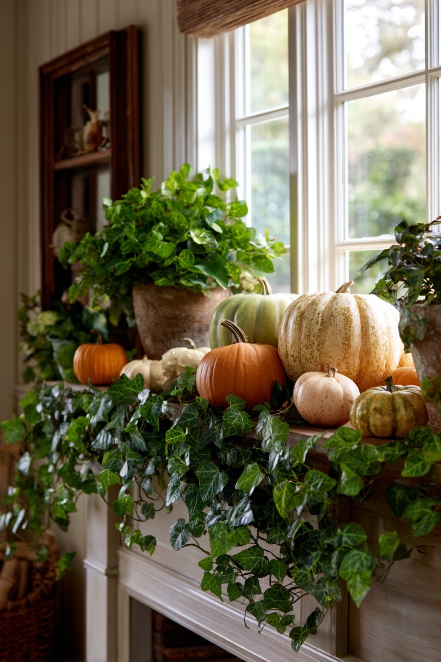 Add Seasonal Greenery and Gourds