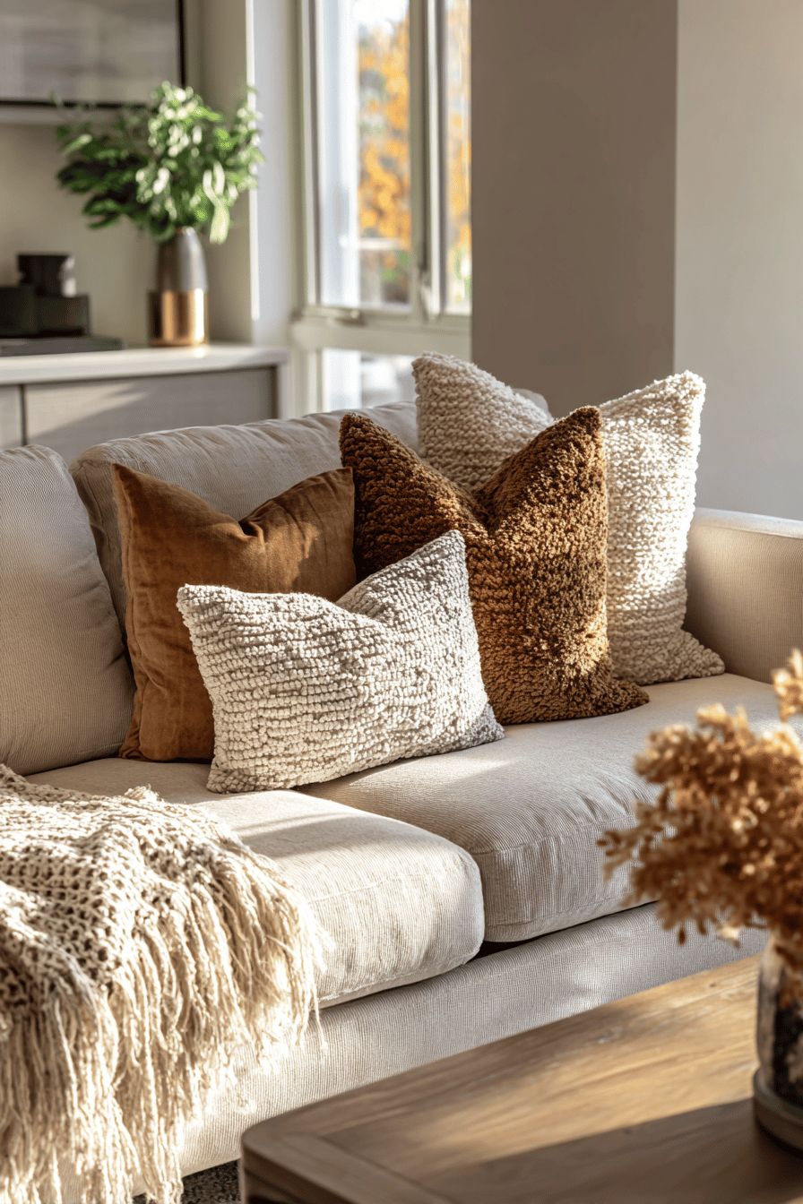 Layer Textured Pillows on Your Couch