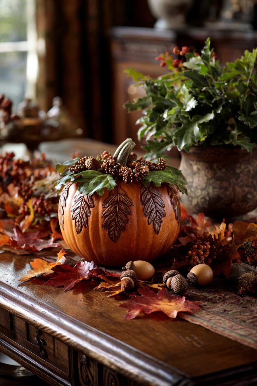 Design a Pumpkin and Leaf Centerpiece
