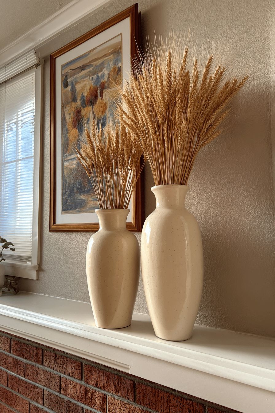 Arrange Dried Wheat in Tall Vases