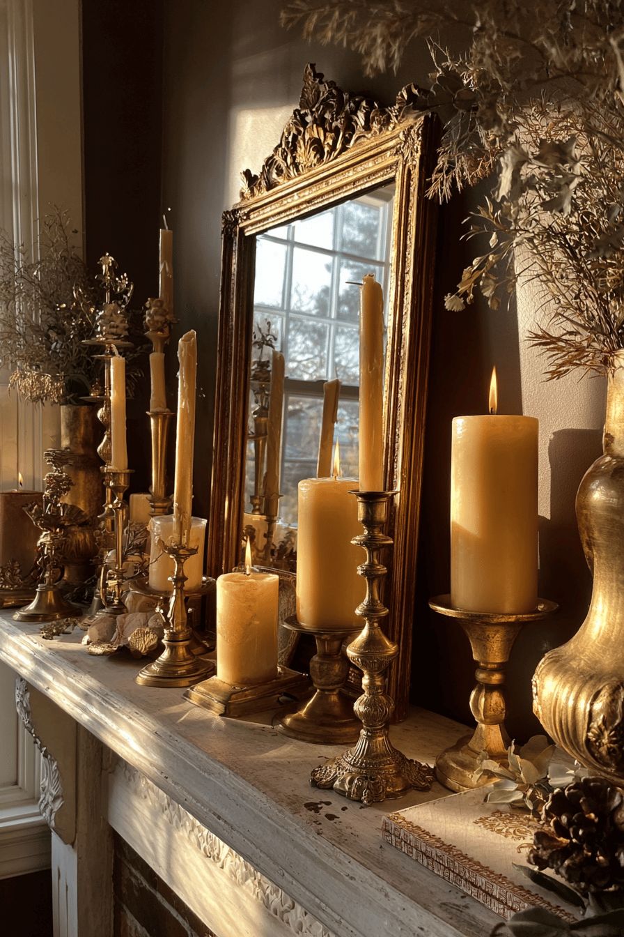 Style Your Mantel with Antique Brass Candle Holders