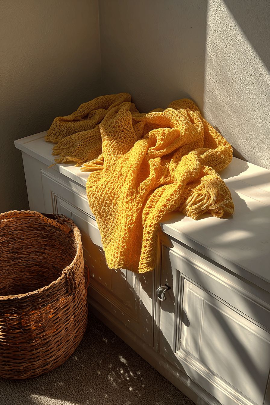 Place a Cozy Throw Blanket on Entryway Bench