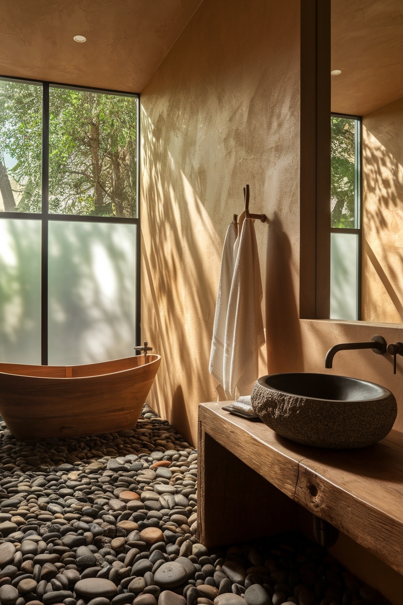 natural materials bathroom sanctuary