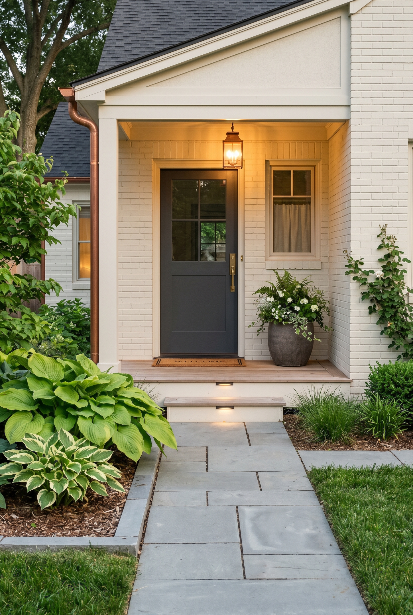 Front Porch Landscaping with Hostas