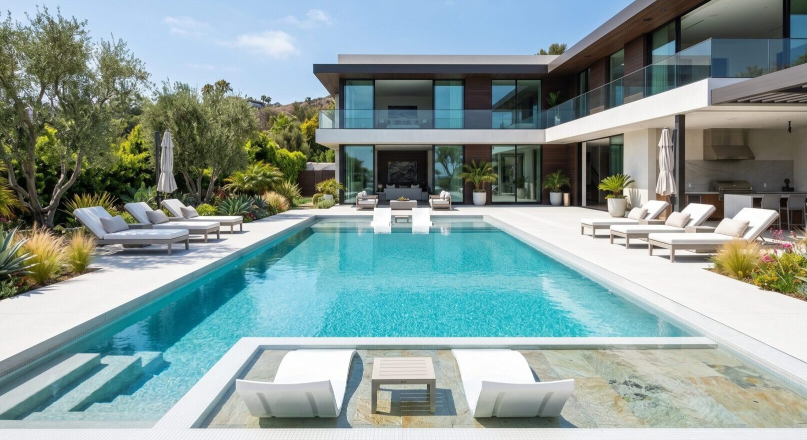 Rectangle Pool With Tanning Ledge