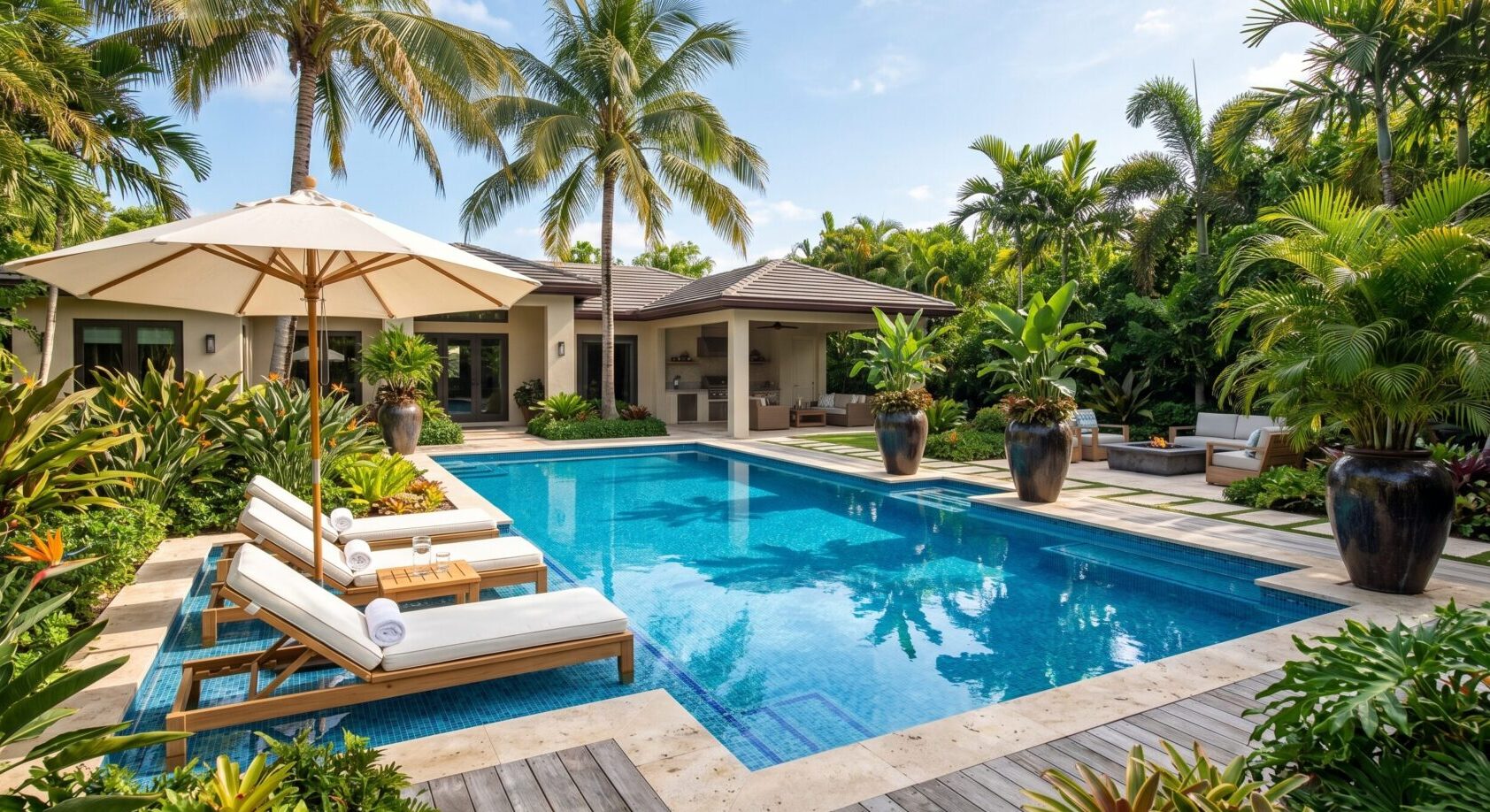 Rectangle Pool With Tanning Ledge