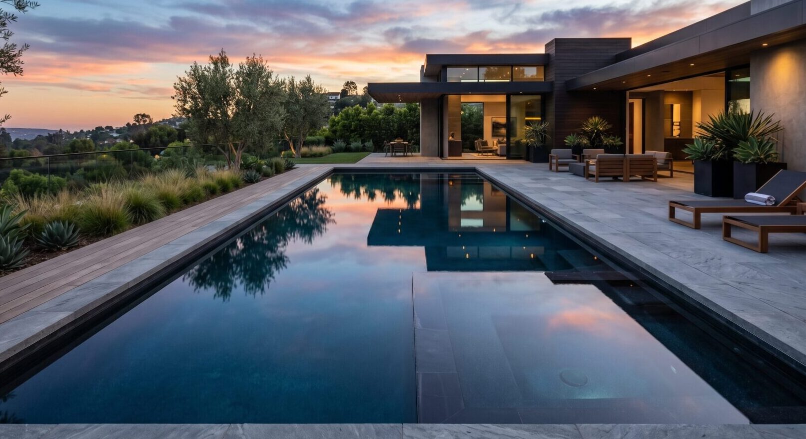 Rectangle Pool With Tanning Ledge