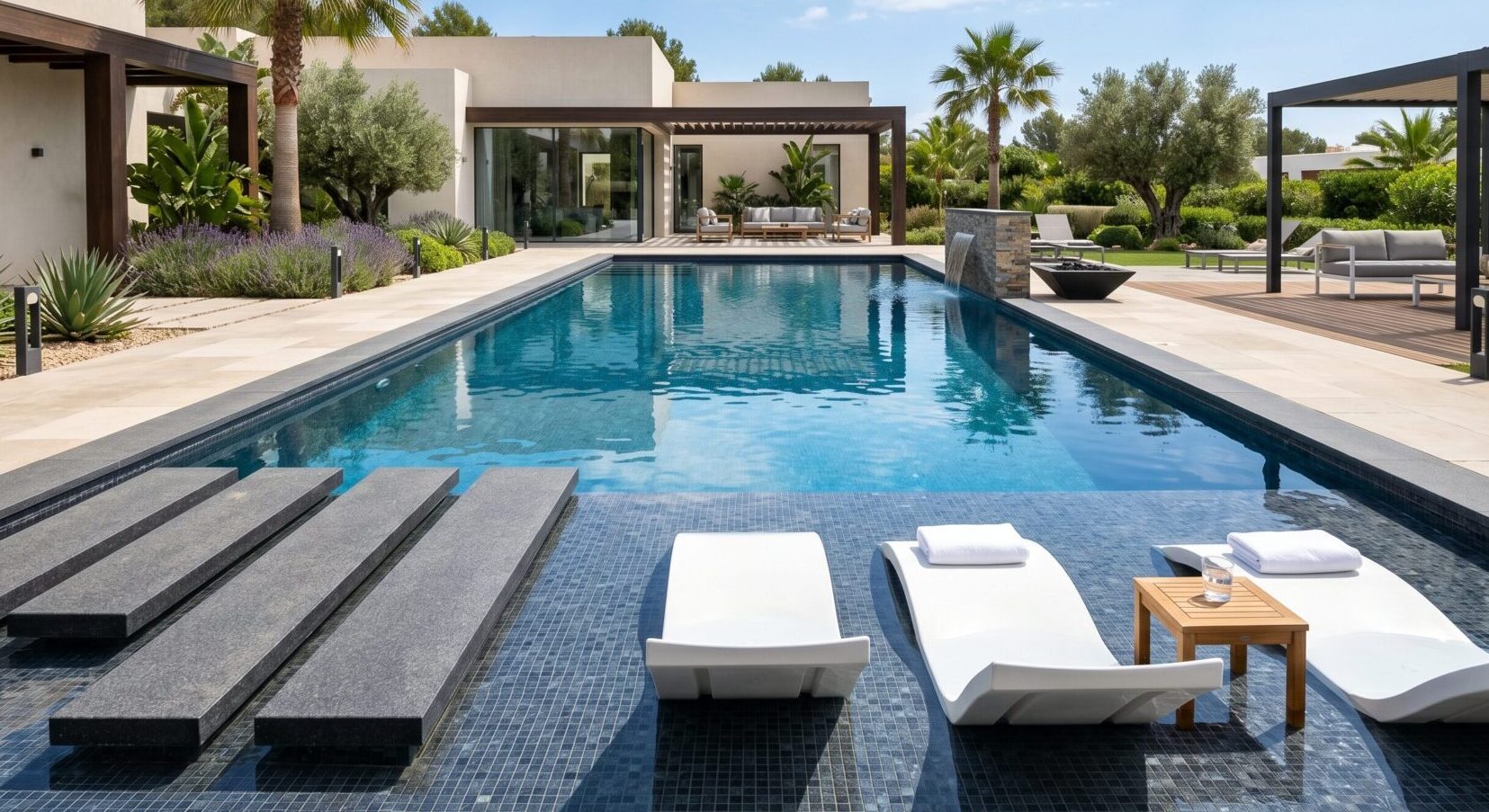 Rectangle Pool With Tanning Ledge