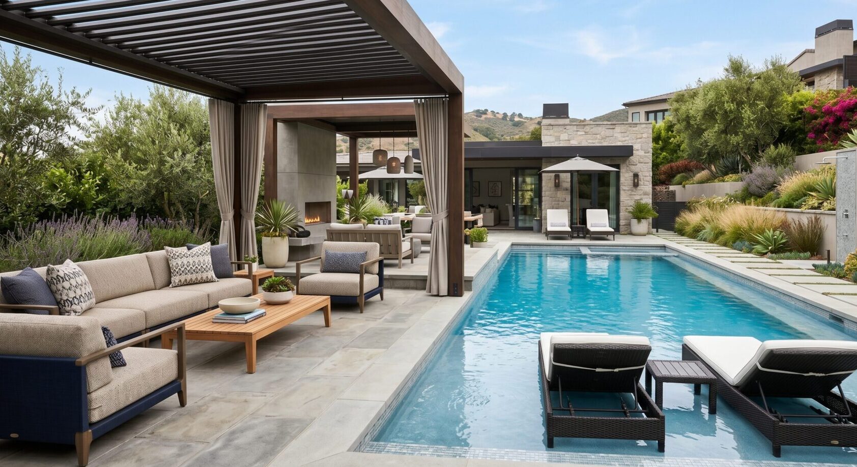 Rectangle Pool With Tanning Ledge