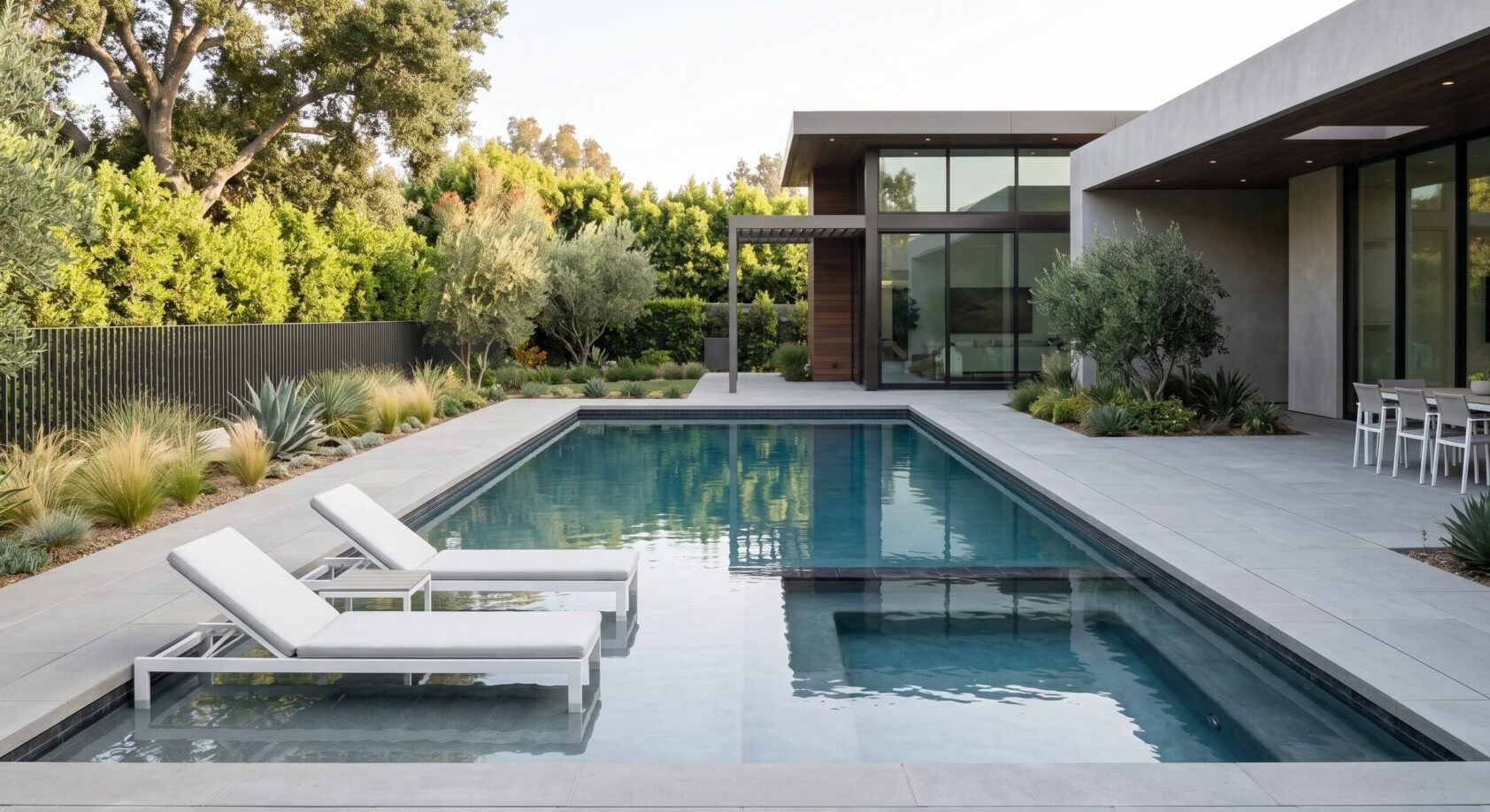 Rectangle Pool With Tanning Ledge