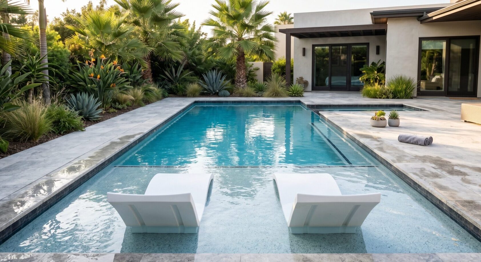 Rectangle Pool With Tanning Ledge