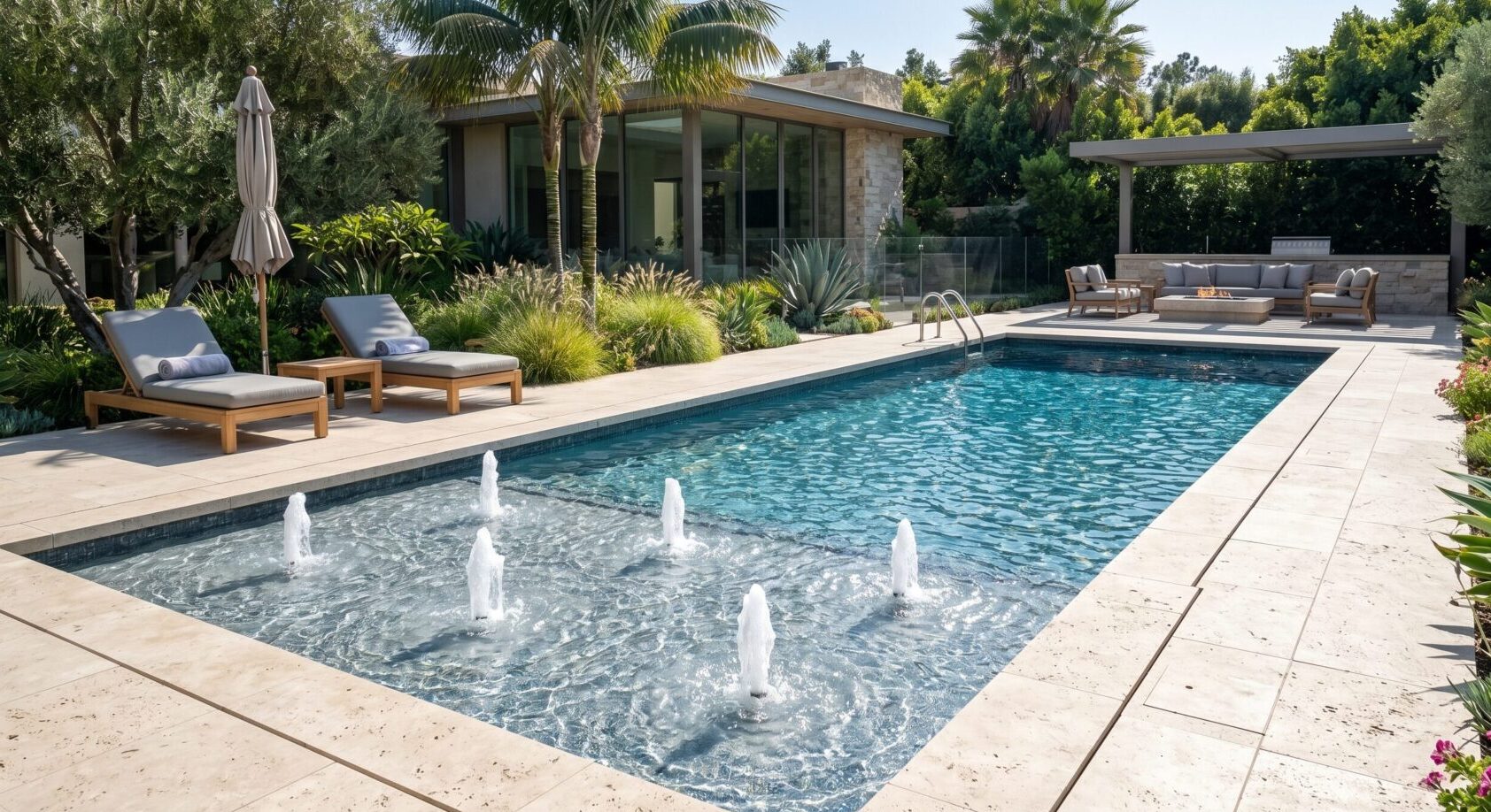 Rectangle Pool With Tanning Ledge